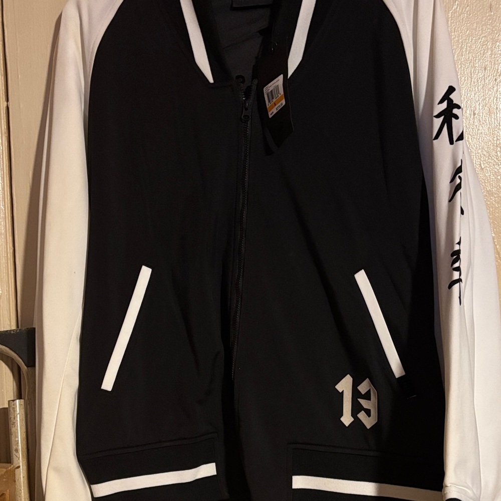 Rihanna  by Fenty Puma Black & White Bomber Jacket with flared sleeves UNIQUE